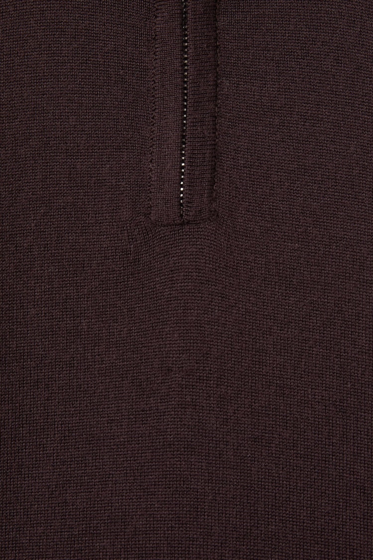 Reiss Dark Bordeaux Blackhall Junior Merino Wool Half-Zip Funnel Neck Jumper - Image 4 of 4