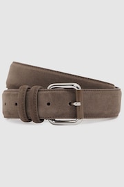 Reiss Taupe Brown Louie Suede Roller Bar Belt - Image 1 of 4