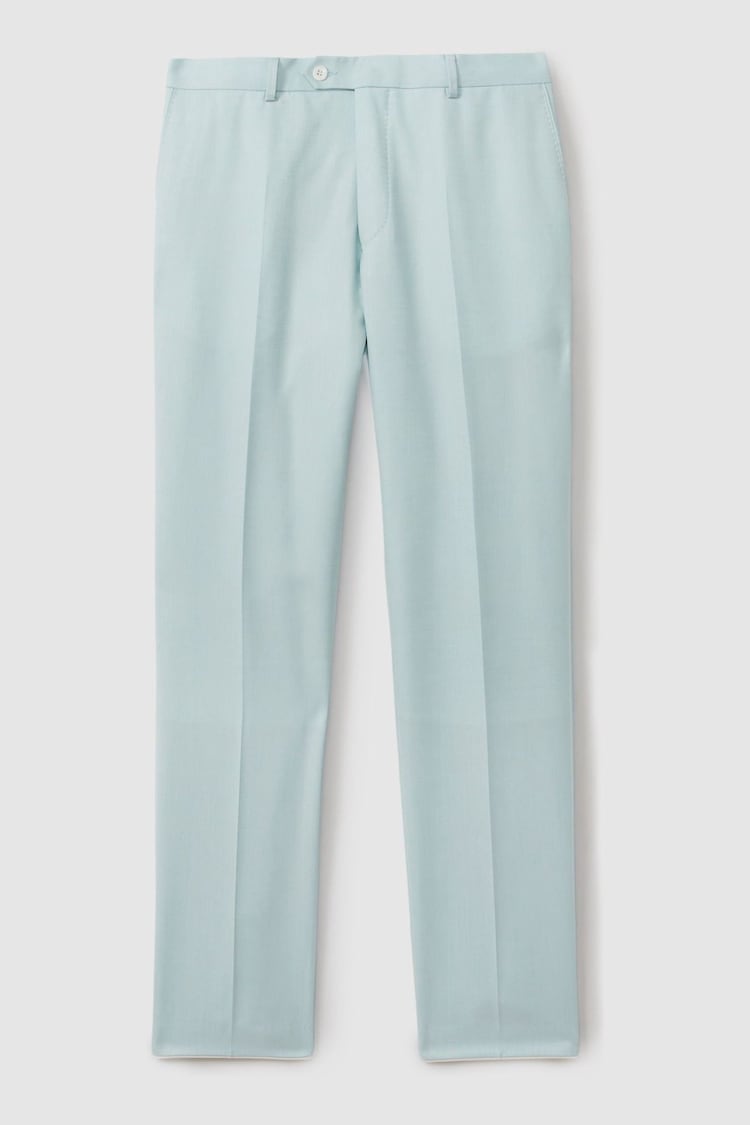 Oscar Jacobson Slim Fit Blue Wool Trousers - Image 2 of 6