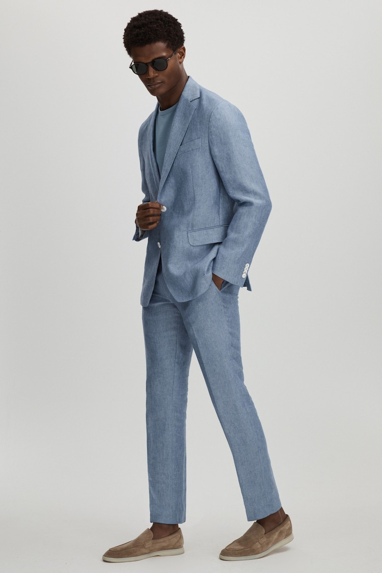 Oscar Jacobson Slim Fit 100% Linen Trousers - Image 1 of 6