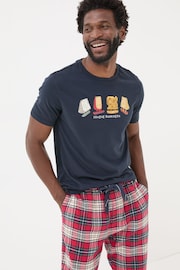 FatFace Navy Cheese Boarders T-Shirt - Image 4 of 7