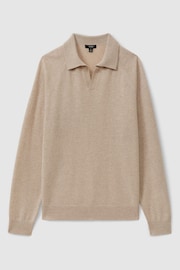 Reiss Oatmeal Grange Wool-Cashmere Open-Collar Polo Shirt - Image 2 of 5