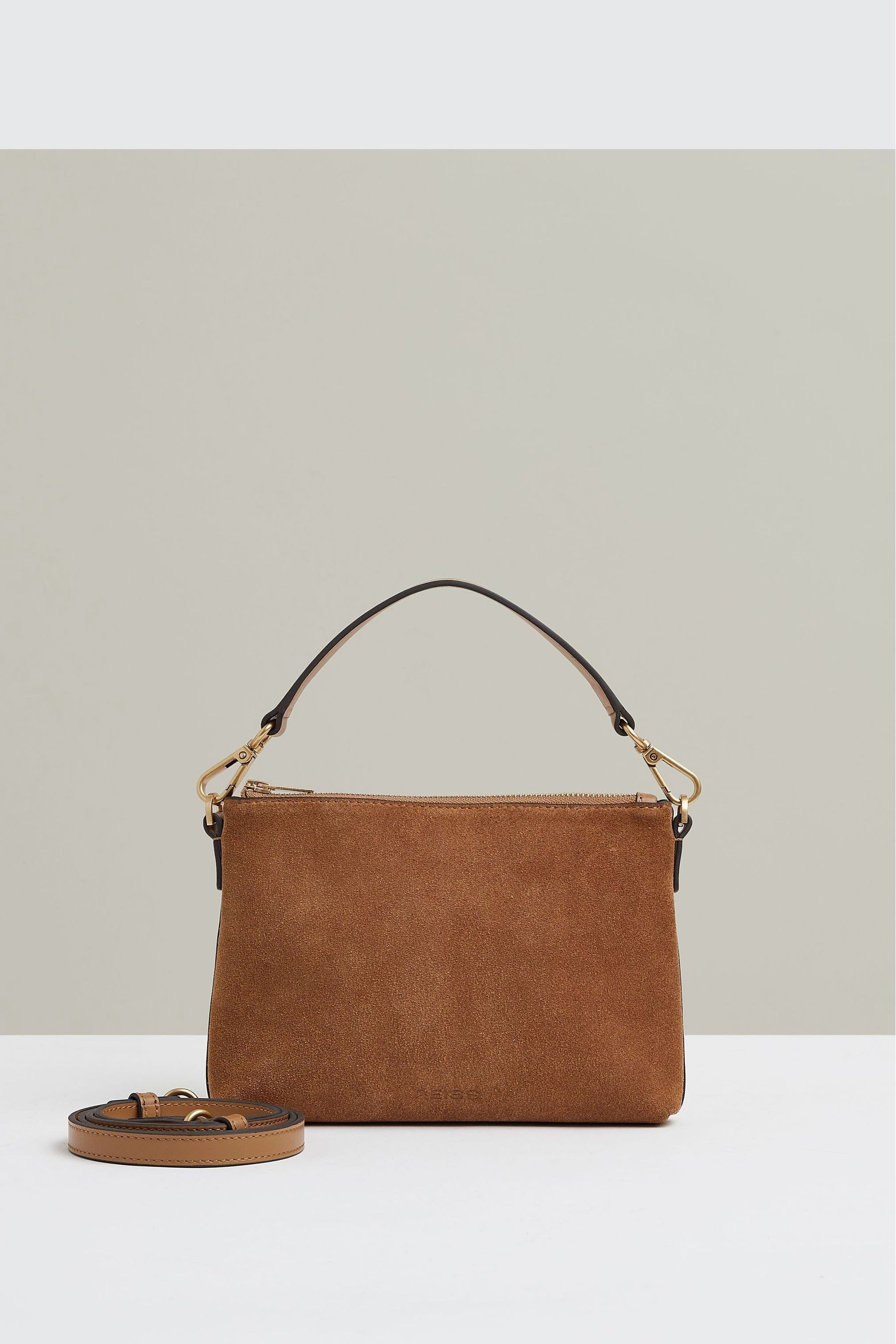 Buy Reiss Tan Brompton Leather and Suede Double Strap Bag from the Next UK online shop