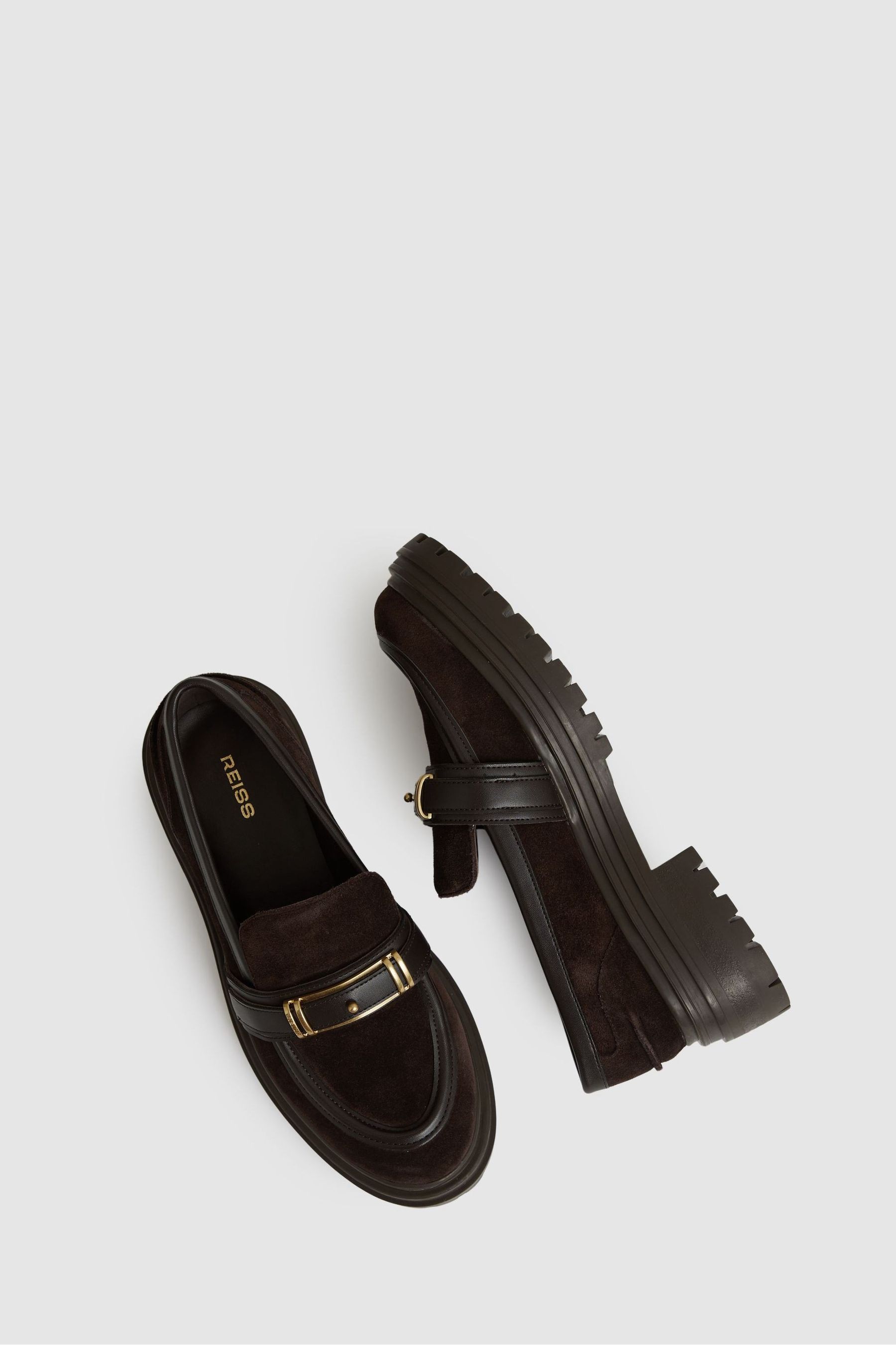 Buy Reiss Chocolate Adina Suede and Leather Cleated Loafers from Next Saudi Arabia