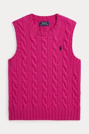 Polo Ralph Lauren Girls Pink Cable Knit Tank 100% Cotton Vest - Image 1 of 2