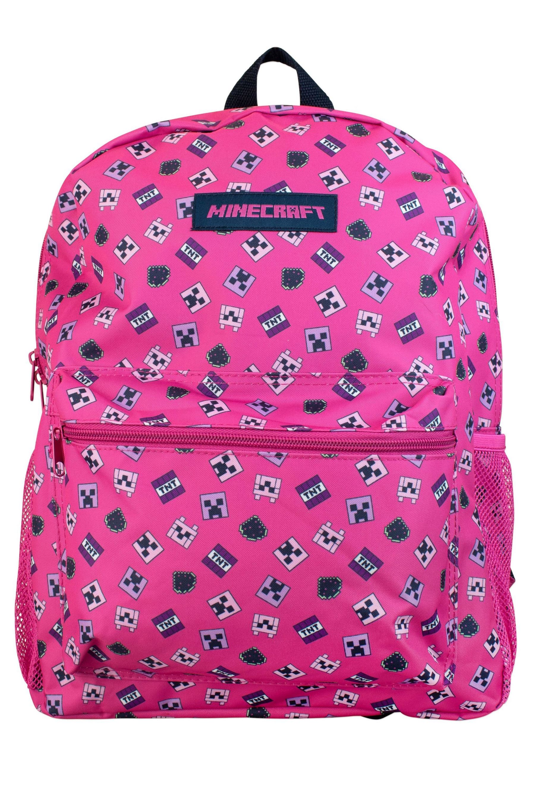 Character Pink Minecraft Backpack 4 Piece Set one Girls
