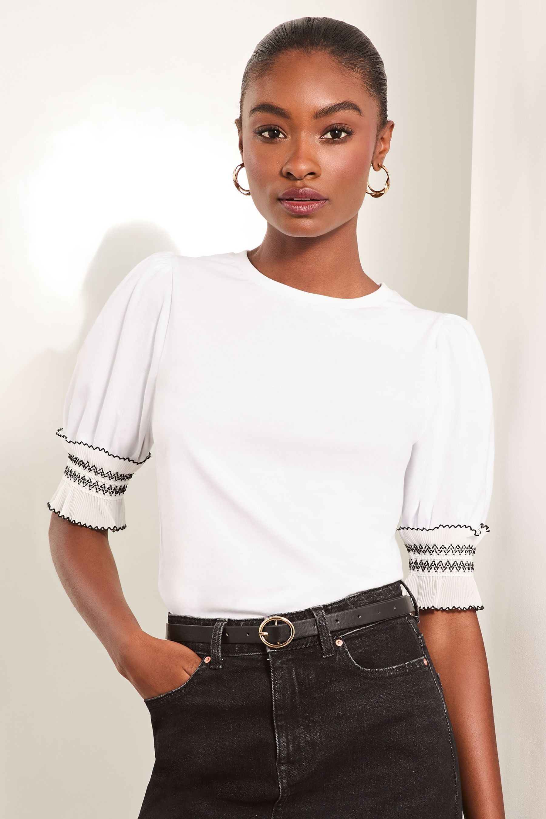 Buy Lipsy White Puff Sleeve T Shirt from the Next UK online shop