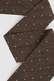 Reiss Dark Tobacco Capo Textured Silk Blend Polka Dot Tie - Image 3 of 5