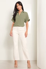 Lipsy Khaki Green Short Sleeve Utility Shirt - Image 2 of 4