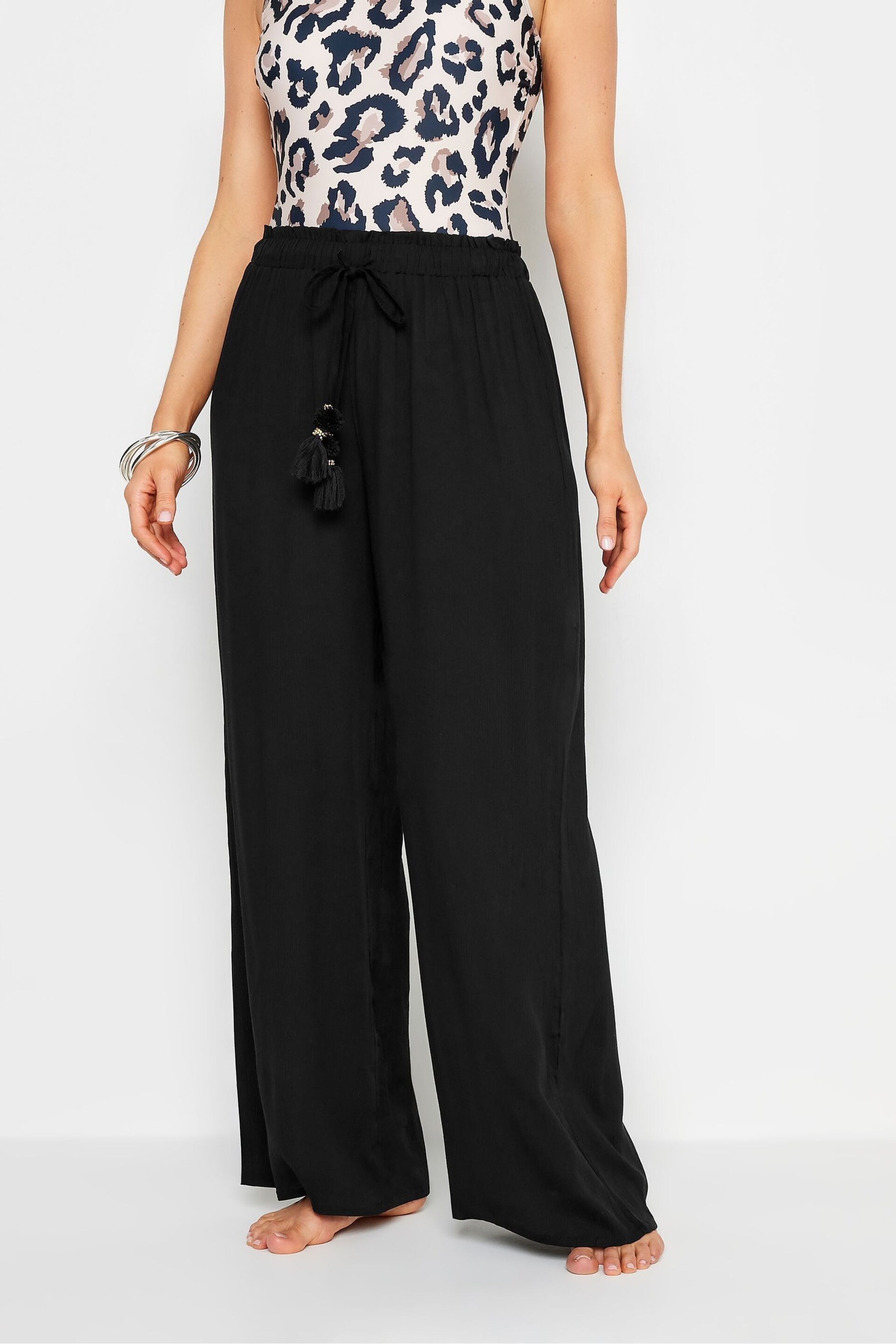 Long Tall Sally Black Crinkle Trousers - Image 2 of 6