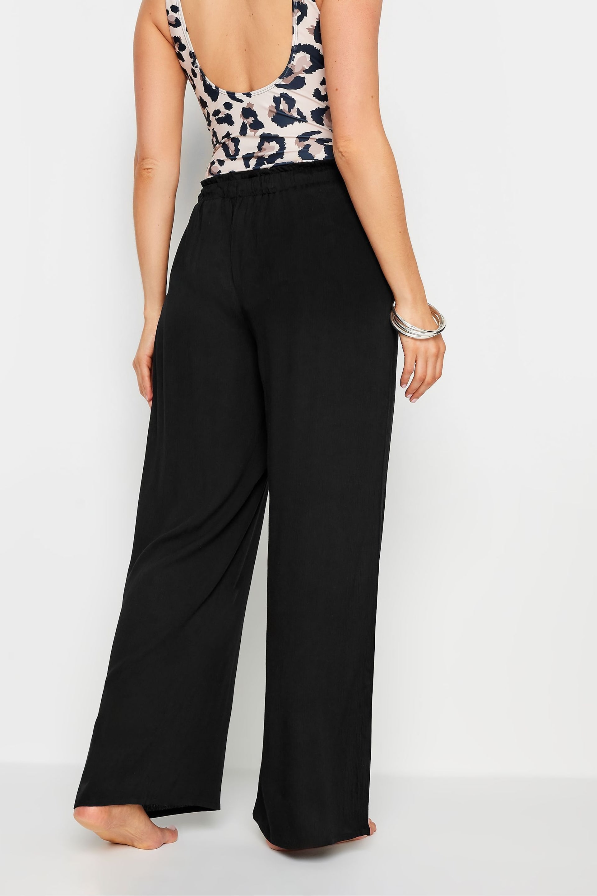 Long Tall Sally Black Crinkle Trousers - Image 3 of 6