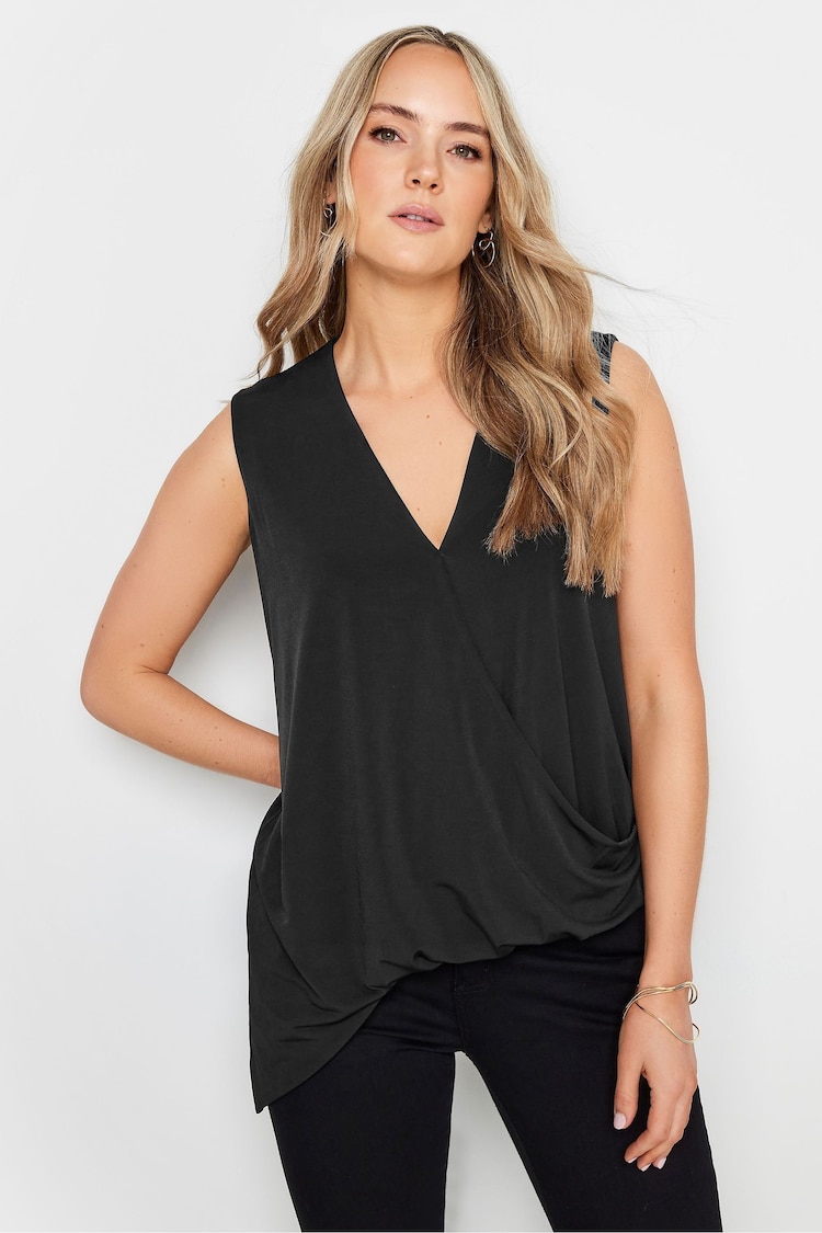 Long Tall Sally Black Asymetric Wrap Top - Image 1 of 4