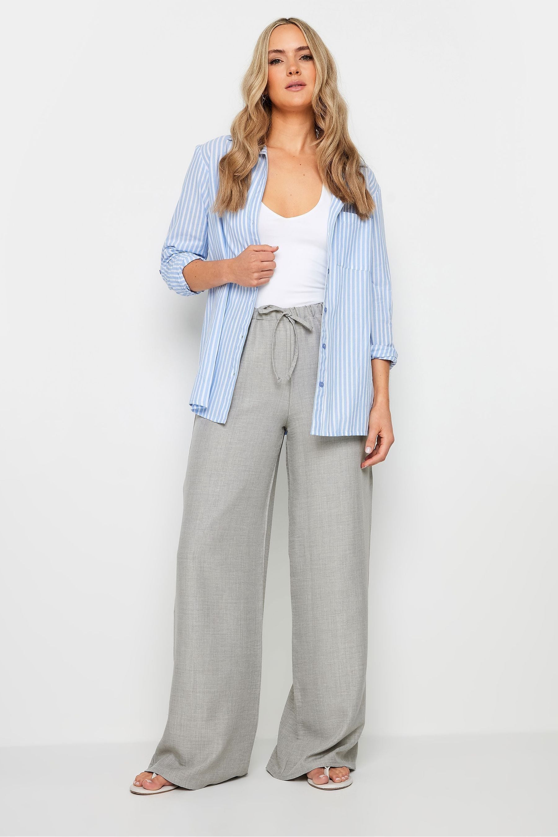 Buy Long Tall Sally Grey Textured Wide Leg Trousers from Next Luxembourg