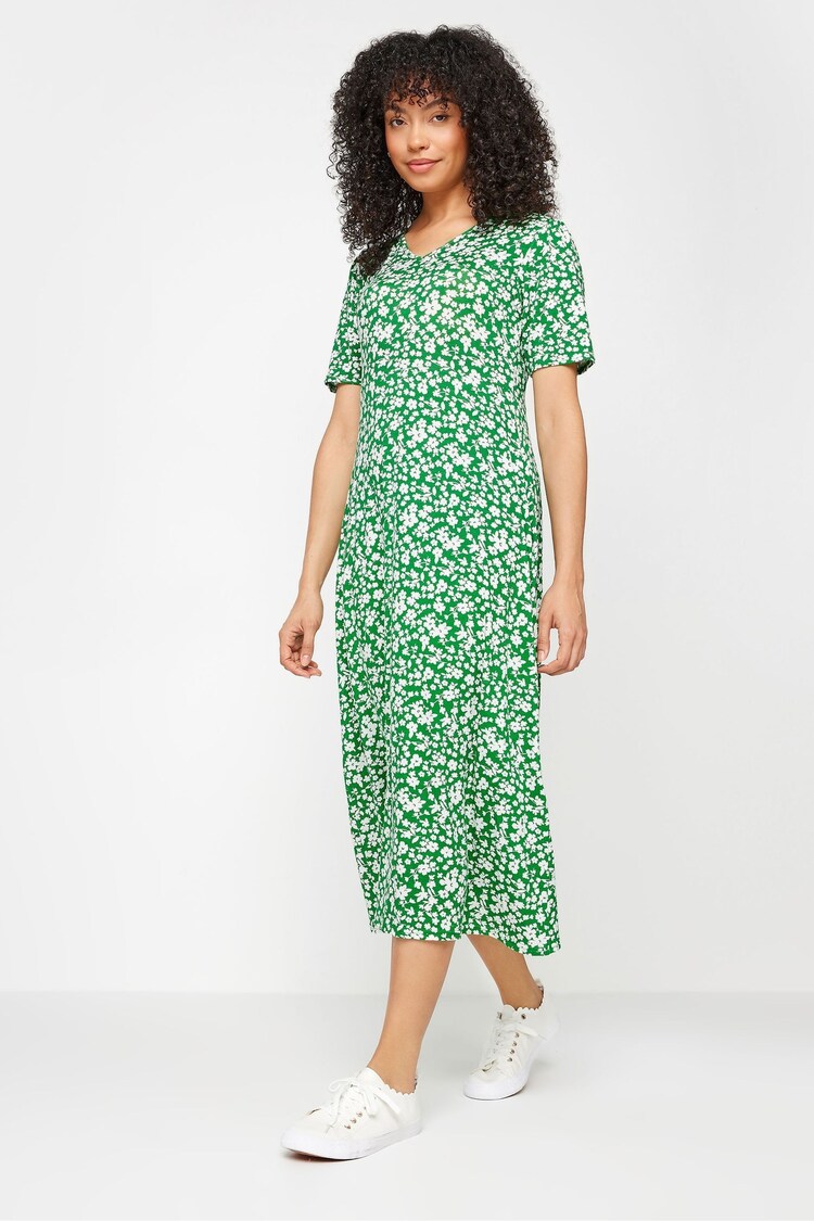 M&Co Green Ditsy Print V-Neck Short Sleeve Dress - Image 2 of 6