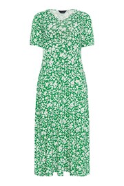 M&Co Green Ditsy Print V-Neck Short Sleeve Dress - Image 6 of 6