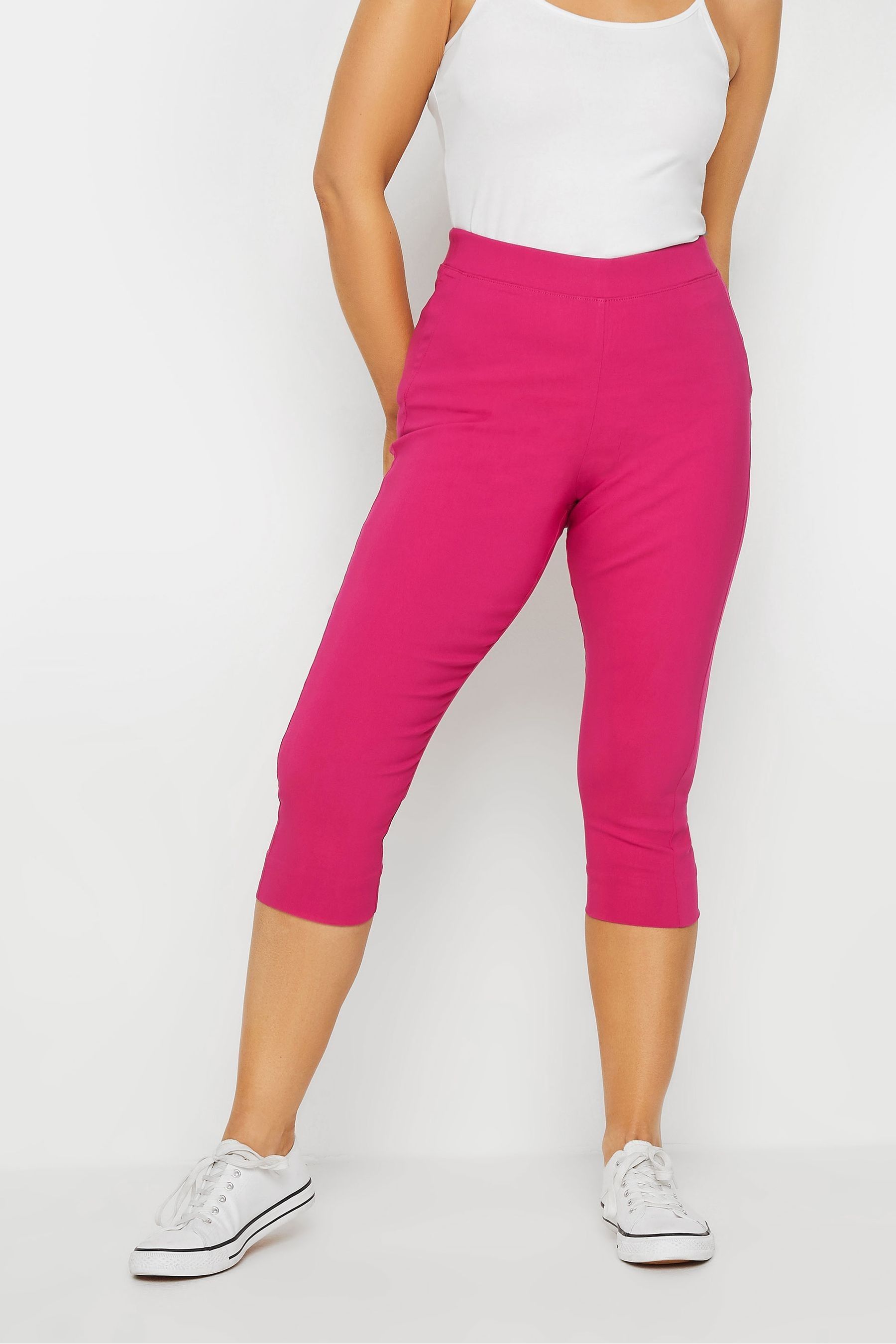 M Co Pink Cropped Bengaline Trousers 18 Womens