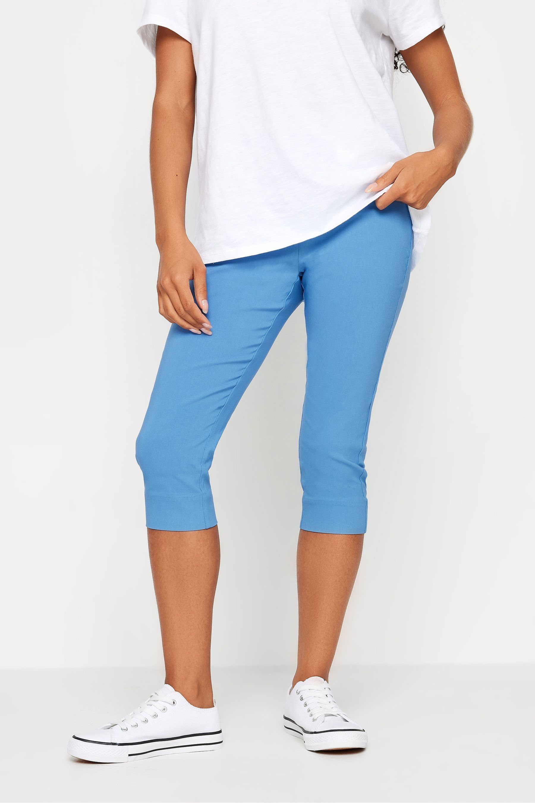 Buy M Co Blue Petite Cropped Bengaline Trousers from Next Oman