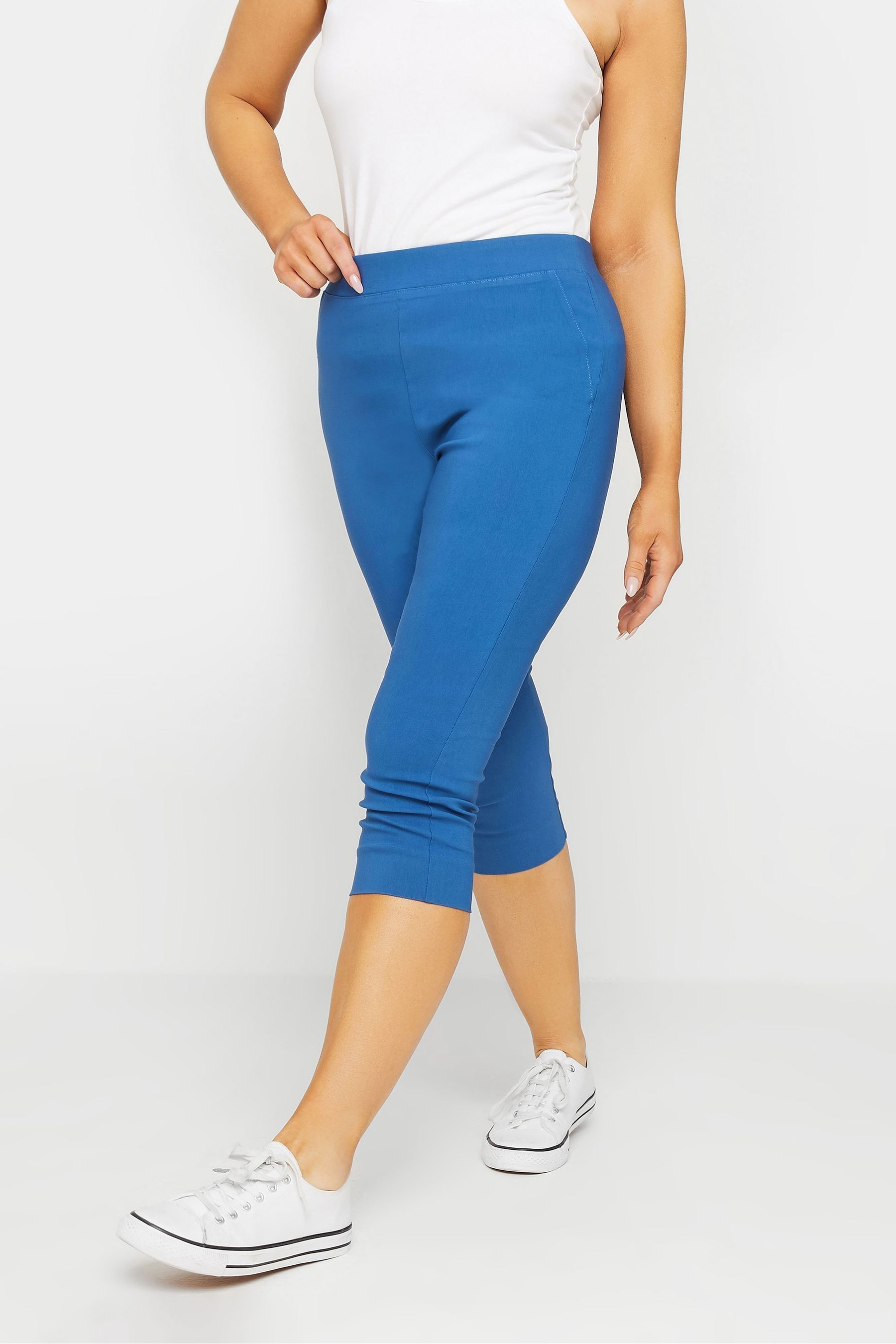 Buy M Co Blue Cropped Bengaline Trousers from Next Oman