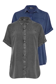 Yours Curve Blue Chambray Shirts 2 Pack - Image 7 of 9