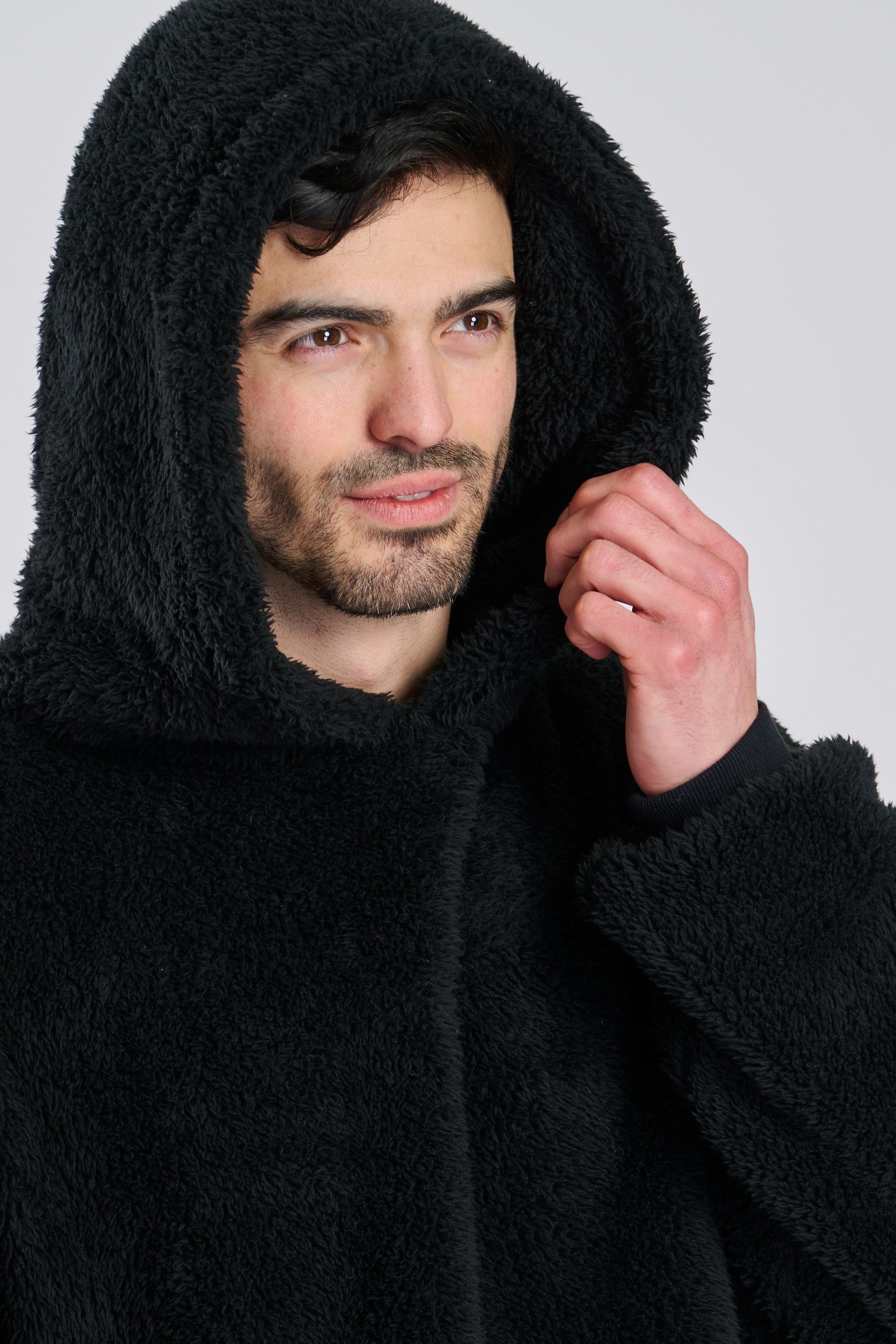 Buy Loungeable Black Sherpa Lounge Hoodie from Next Oman