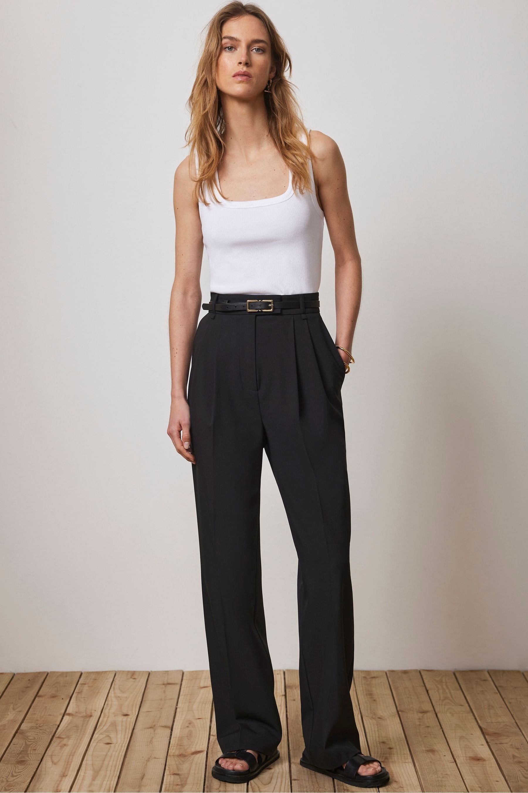 Buy Mint Velvet Black Tapered Pleated Trousers from the Next UK online shop