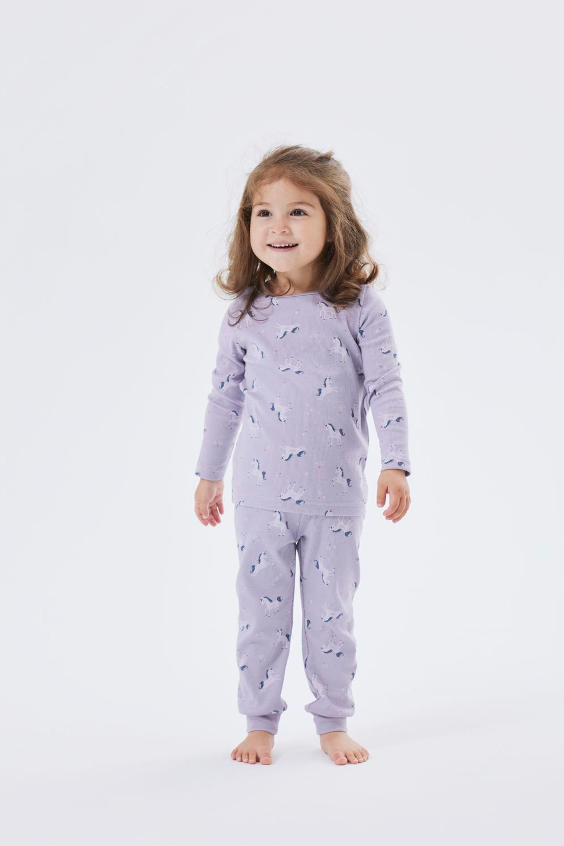 Name It Purple Unicorn Rib Pyjama Set