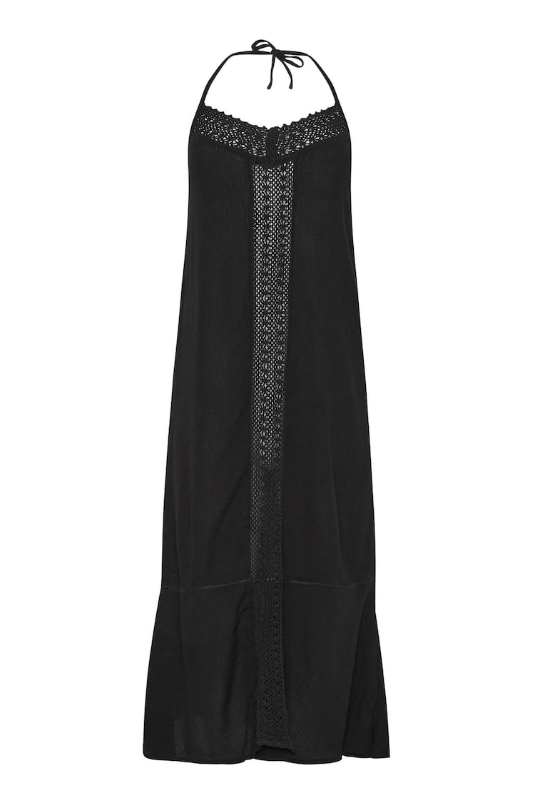 PixieGirl Petite Black Crochet Trim Halter Maxi Dress - Image 6 of 6