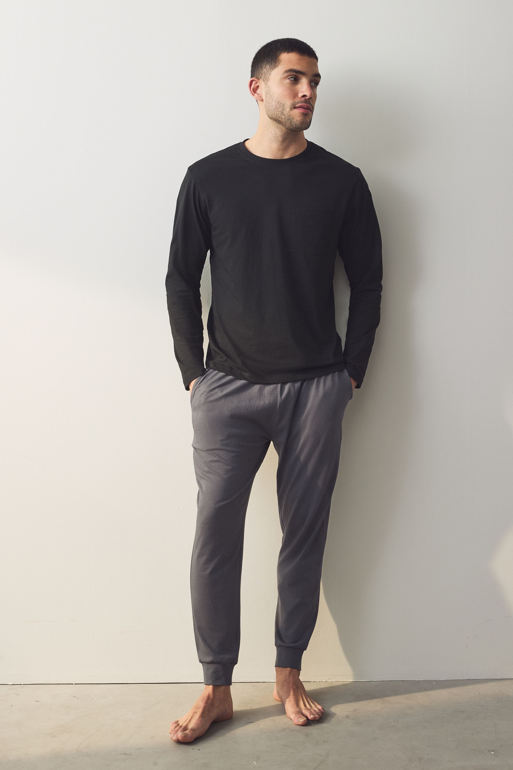 Long sleeve cuffed pyjamas clearance