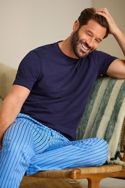 Blue Stripe 100% Cotton Pyjamas Set - Image 1 of 5