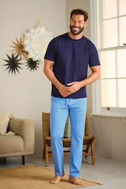 Blue Stripe 100% Cotton Pyjamas Set - Image 2 of 5