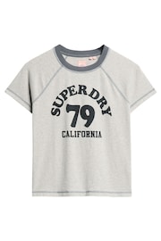 Superdry Grey Marl Athletic Raglan Graphic 100% Cotton T-Shirt - Image 4 of 5