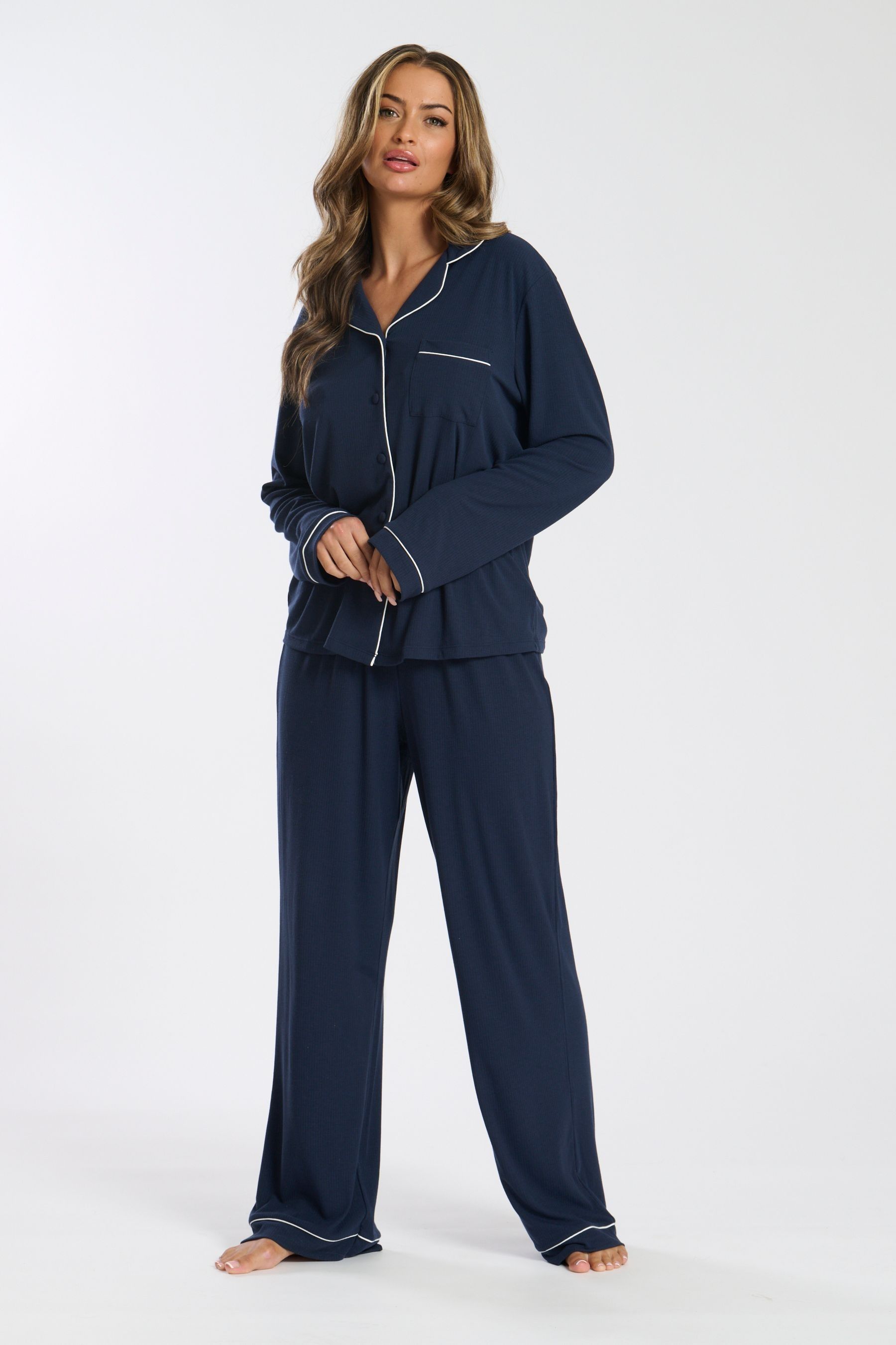 Jersey button through pyjamas top