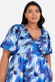 Lovedrobe Satin Functional Wrap Puff Sleeve Midaxi Dress - Image 6 of 6