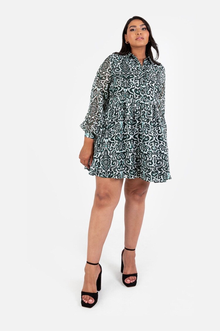 Lovedrobe Lurex Print Smock Mini Shirt Dress - Image 5 of 5