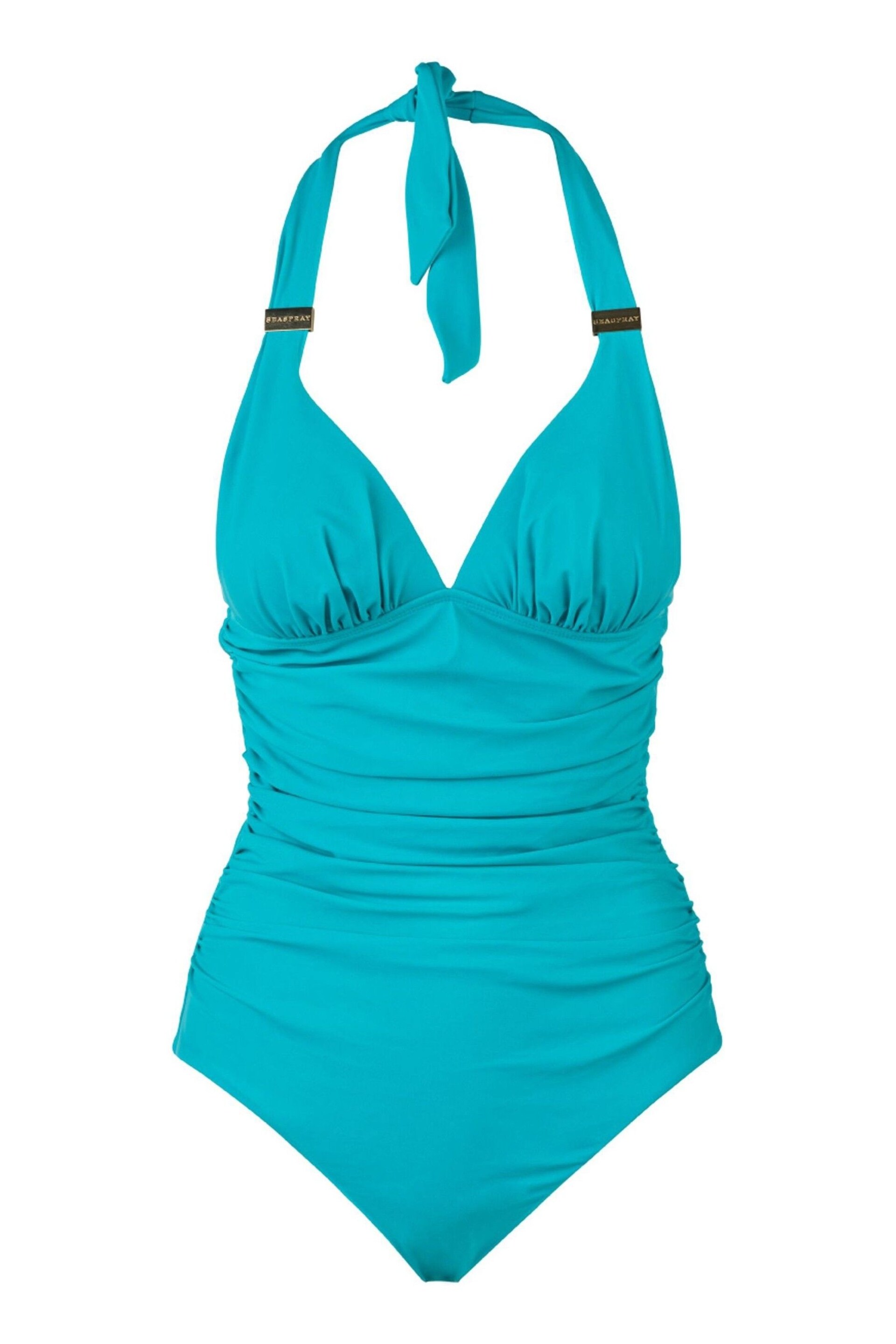 Seaspray Aqua Blue Audrey Hourglass Halter Regular Length Swimsuit - Image 3 of 3