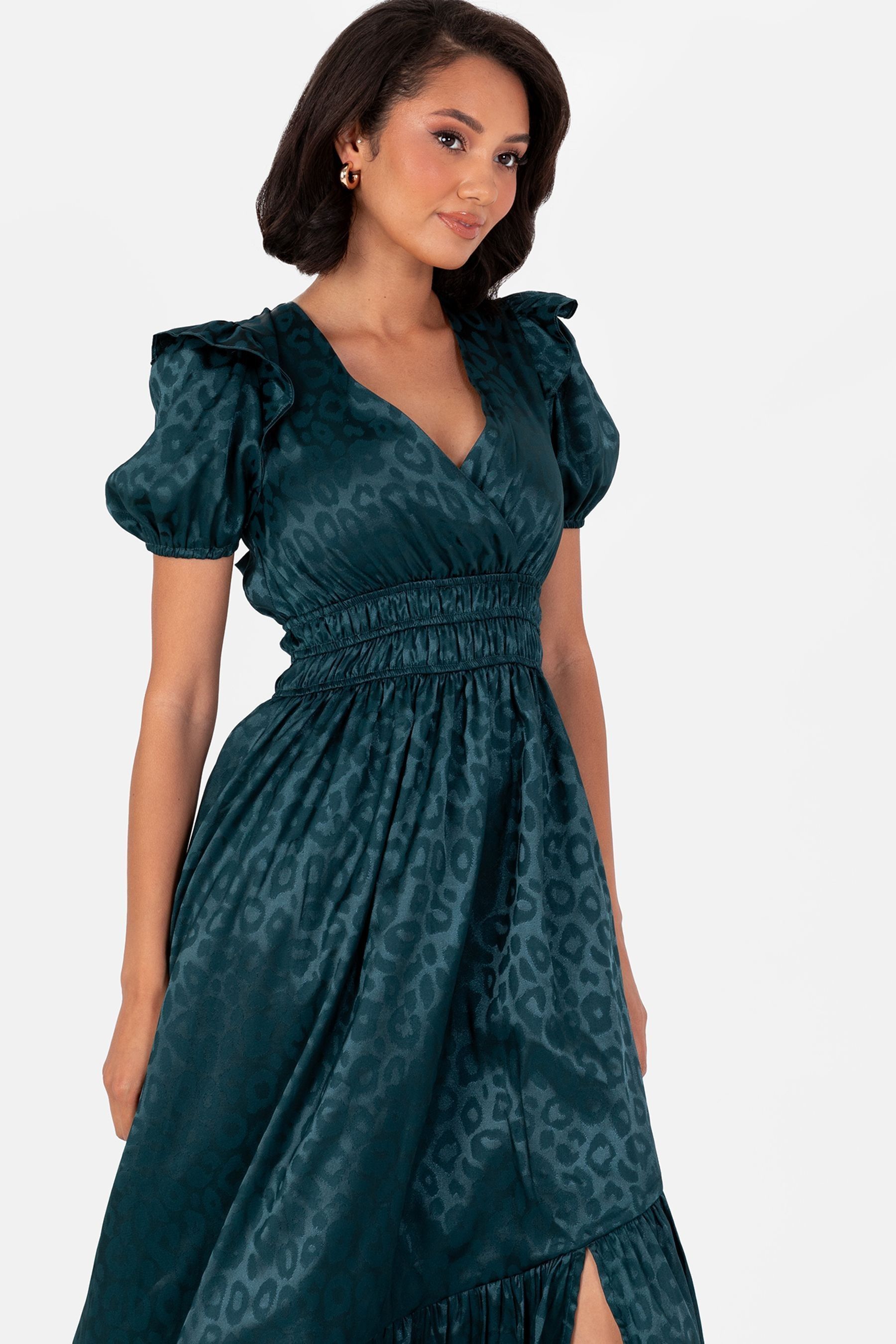 Satin wrap front maxi dress 2025