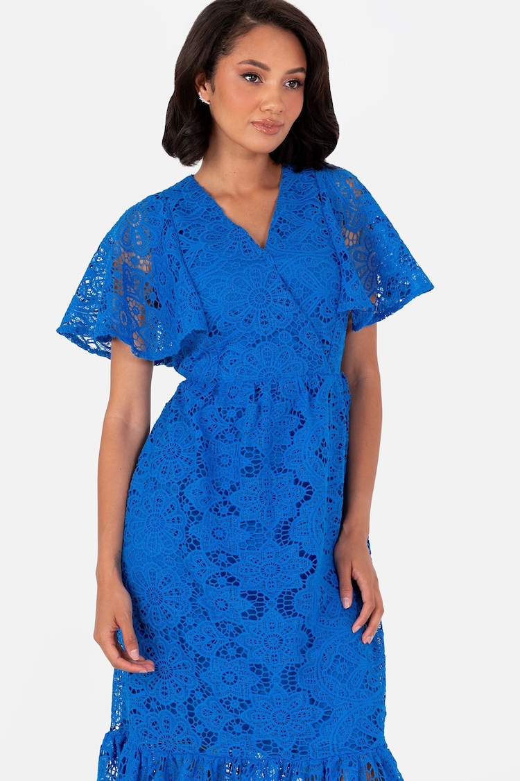 Lovedrobe Satin Functional Wrap Puff Sleeve Midaxi Dress - Image 2 of 5