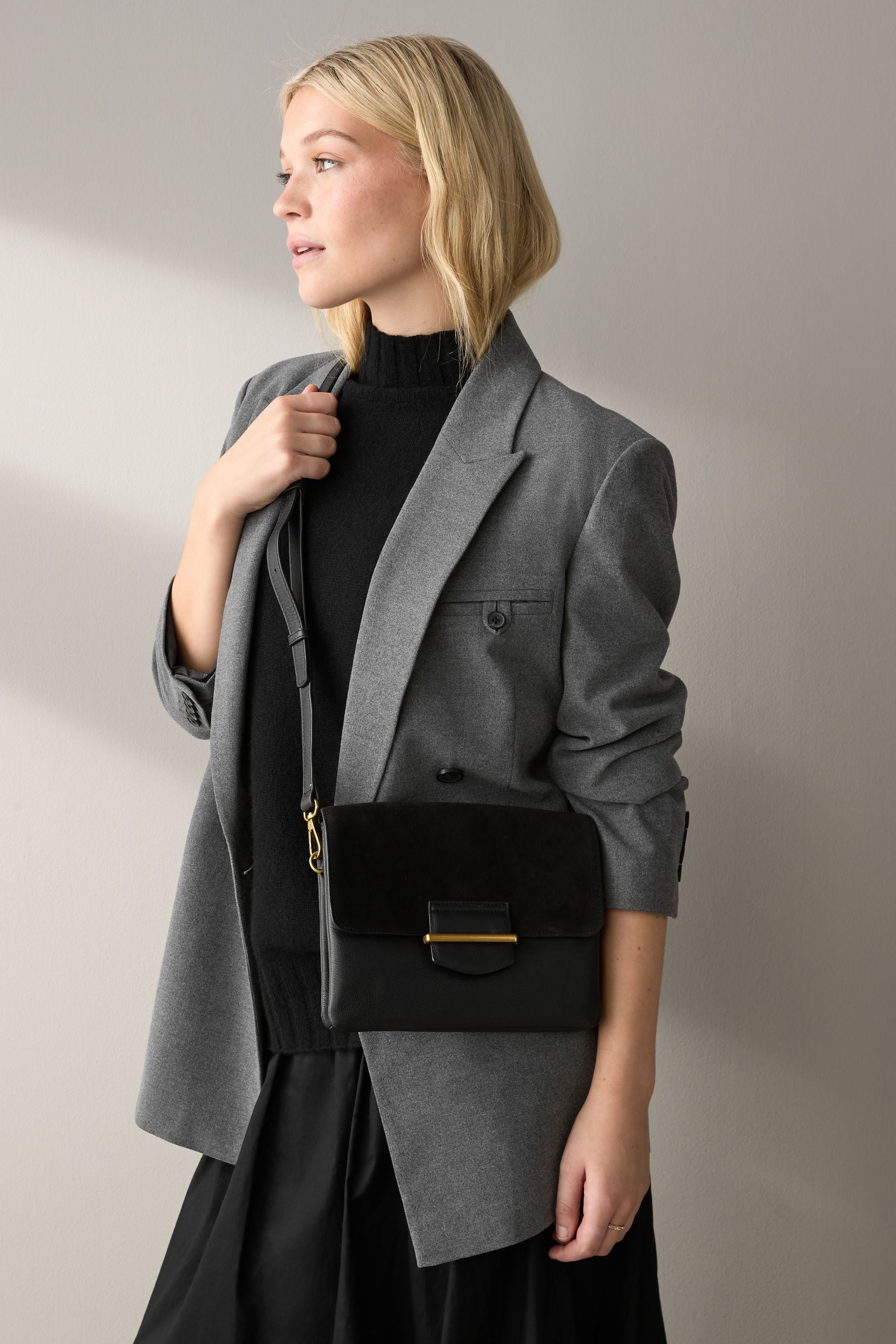 Black Leather Cross Body Bag