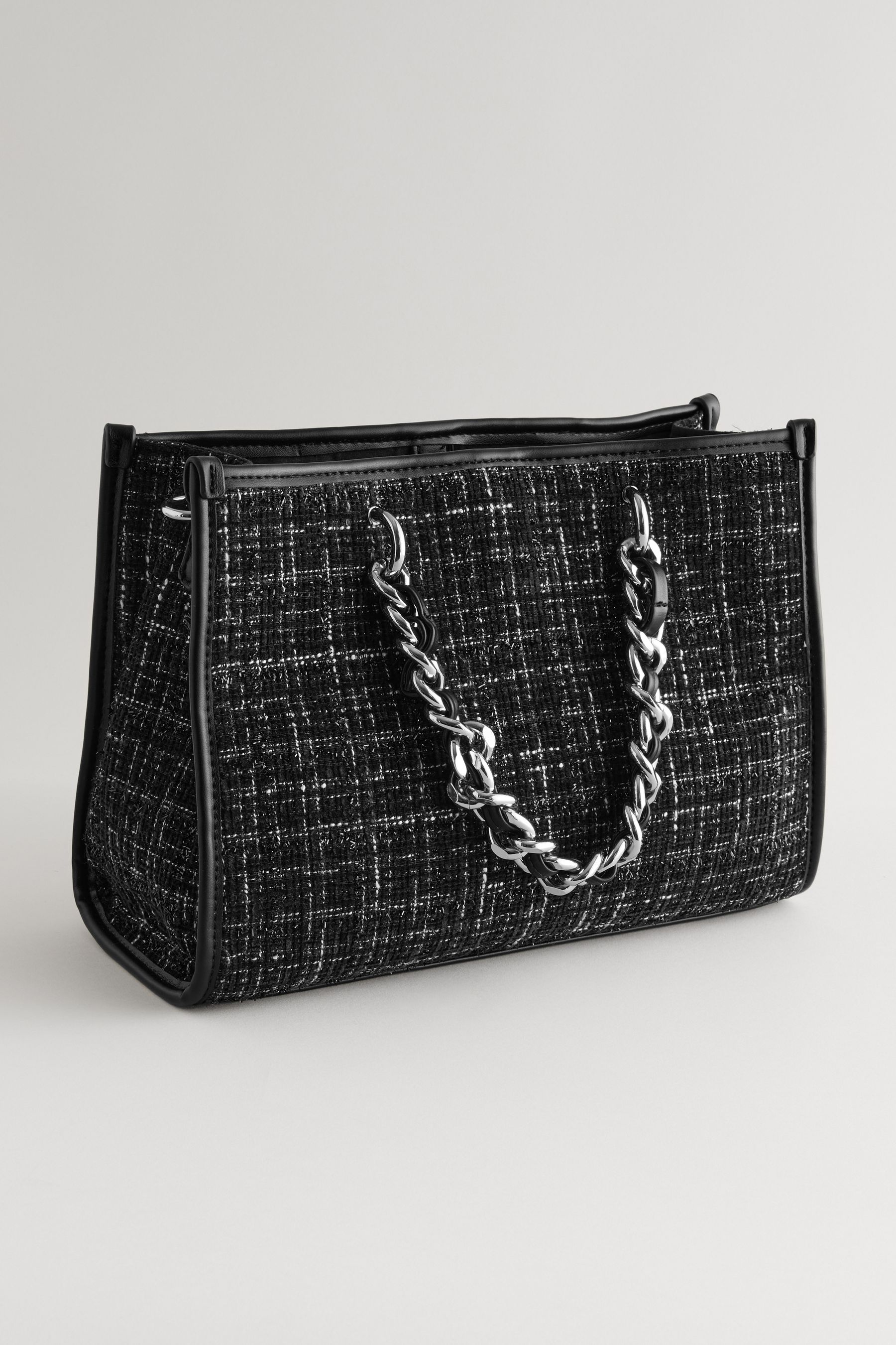 Black White Boucle Tote Bag