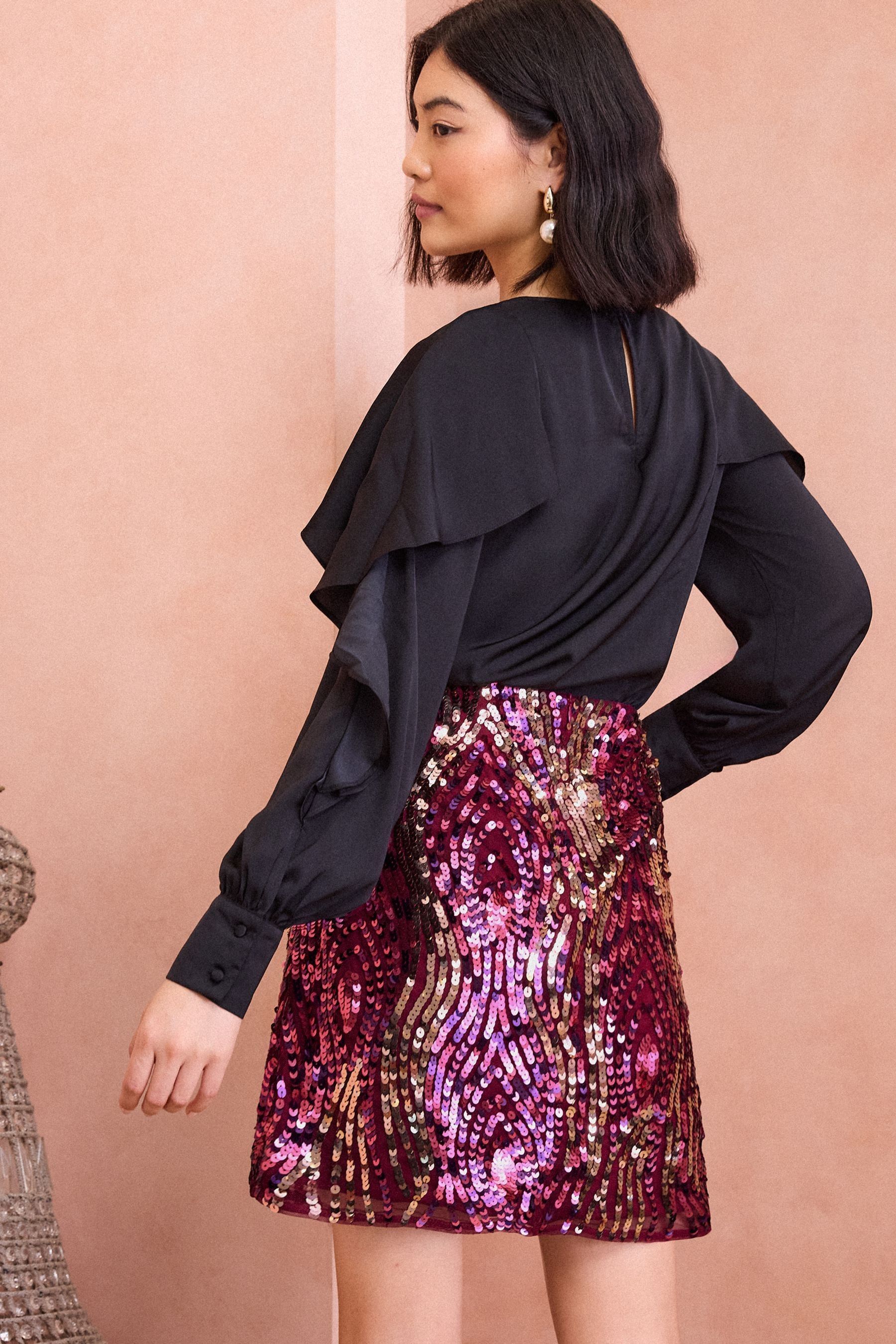 Pink sparkly mini skirt best sale