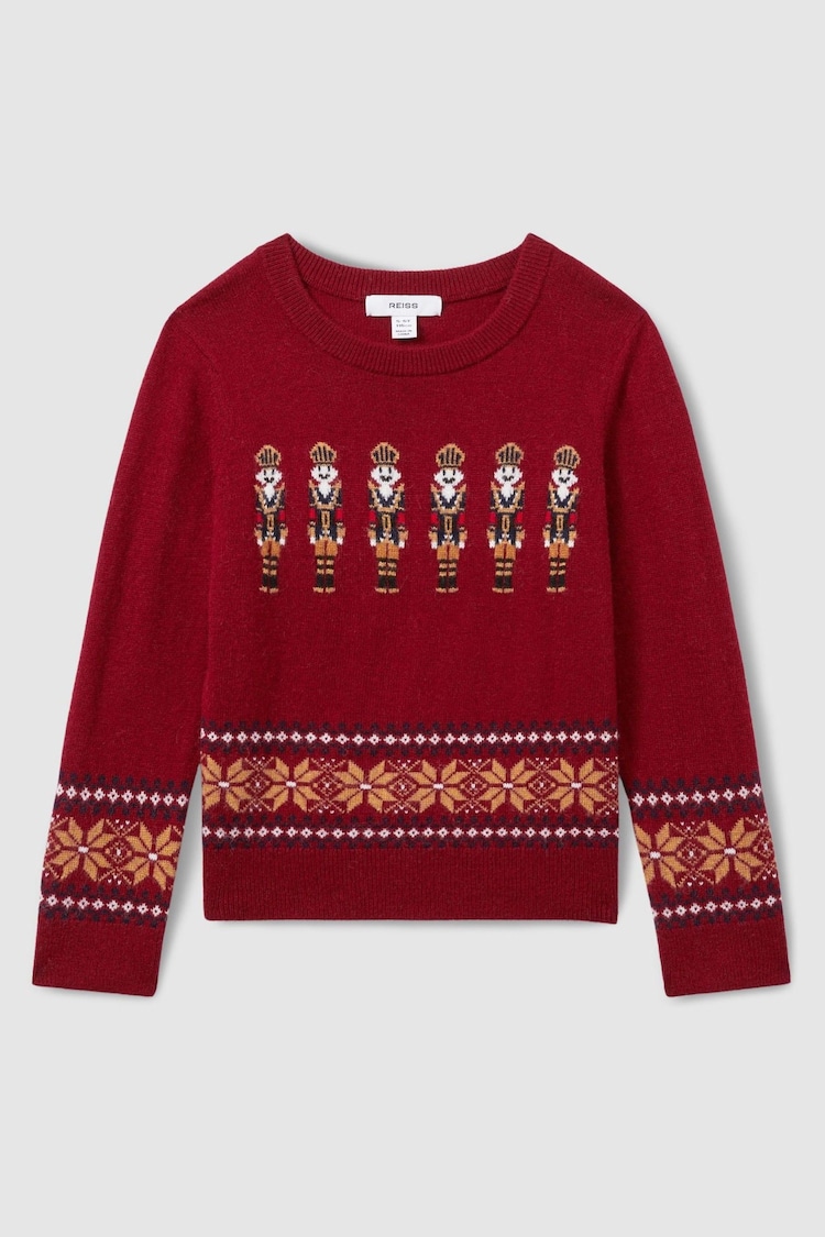 Reiss Red Carthew Junior Nutcracker Intarsia Jumper with Wool and Alpaca - Image 2 of 4