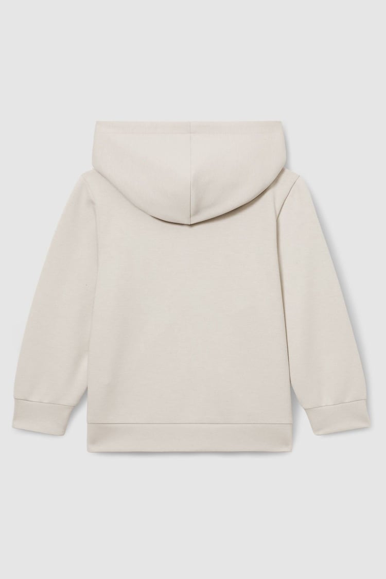 Reiss Cement Harrison Junior Zipped Interlock-Jersey Hoodie - Image 2 of 3