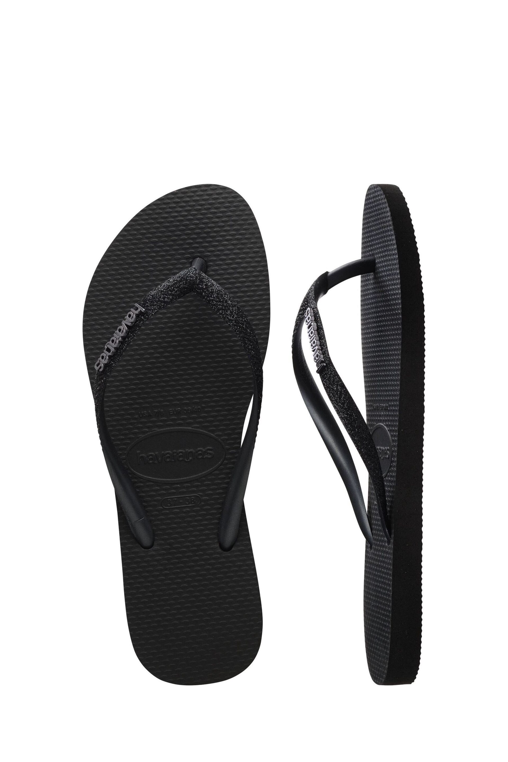 Havaianas Glitter Black Flip Flops - Image 5 of 8