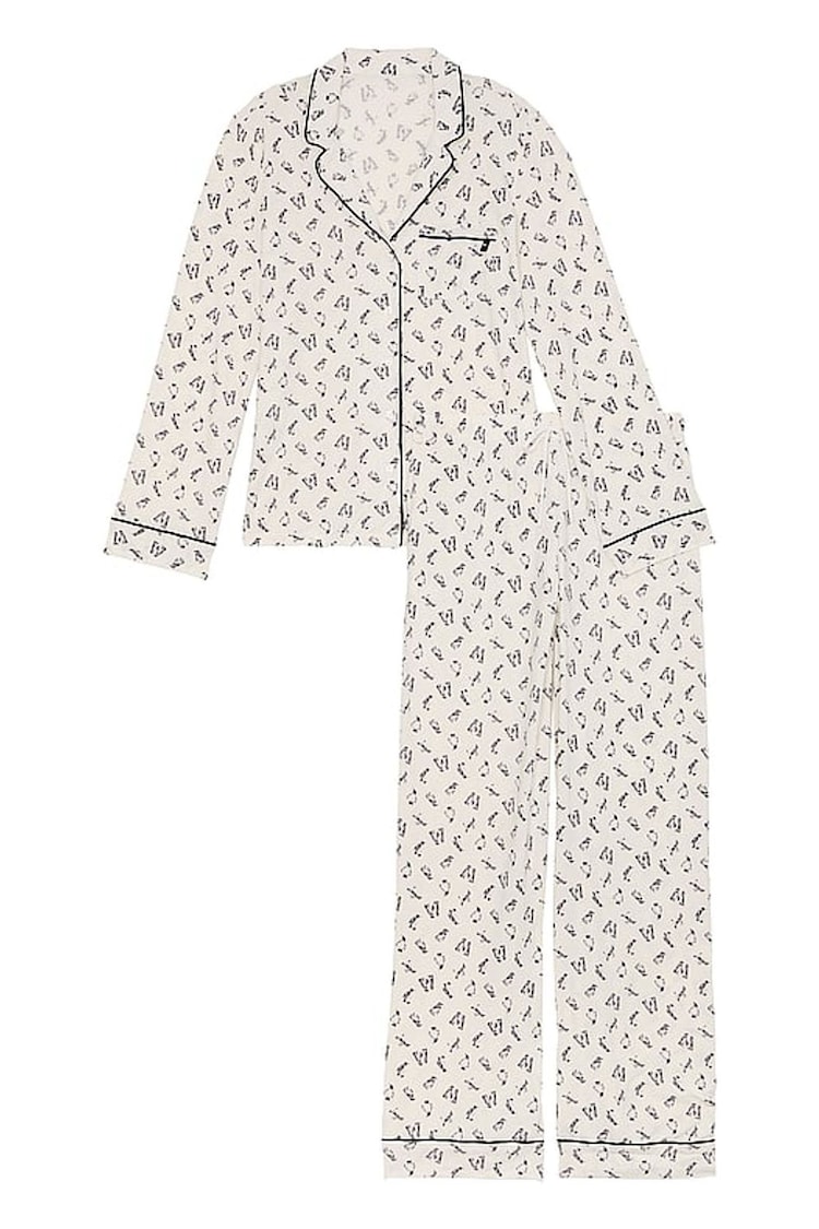 Victoria's Secret Coconut White Merry Penguins Modal Long Pyjama Set - Image 1 of 2