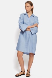 Jigsaw Blue Linen 100% Cotton Tunic Shirt Dress - Image 1 of 6