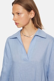 Jigsaw Blue Linen 100% Cotton Tunic Shirt Dress - Image 3 of 6