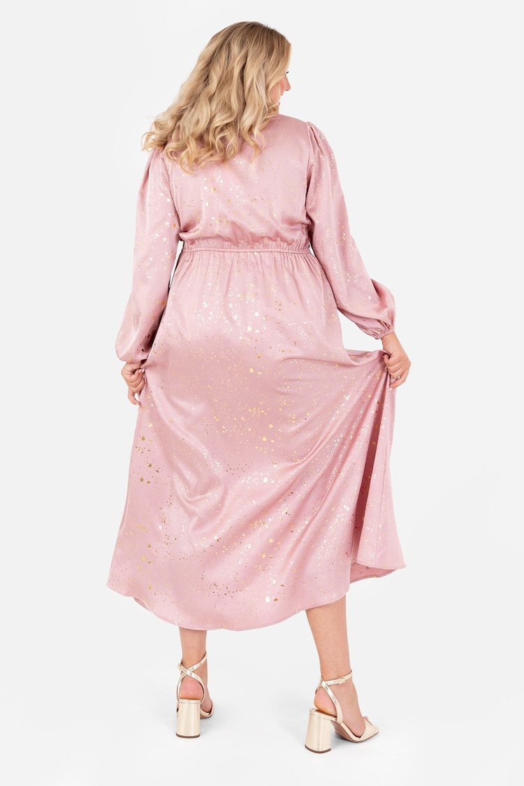 Lovedrobe Pink Wrap Front Long Sleeve Midaxi Dress - Image 2 of 5