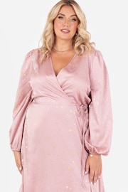 Lovedrobe Pink Wrap Front Long Sleeve Midaxi Dress - Image 3 of 5