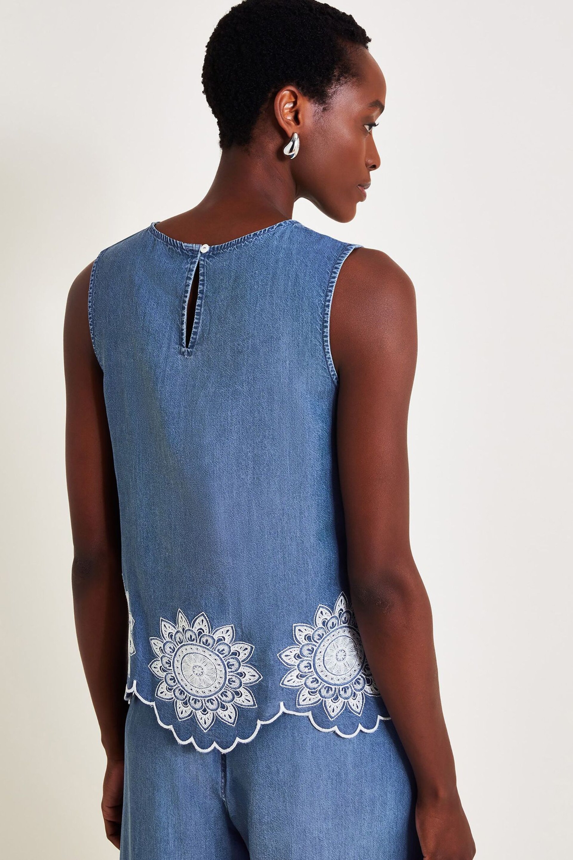 Monsoon Blue Talia Embroidered Top - Image 2 of 6