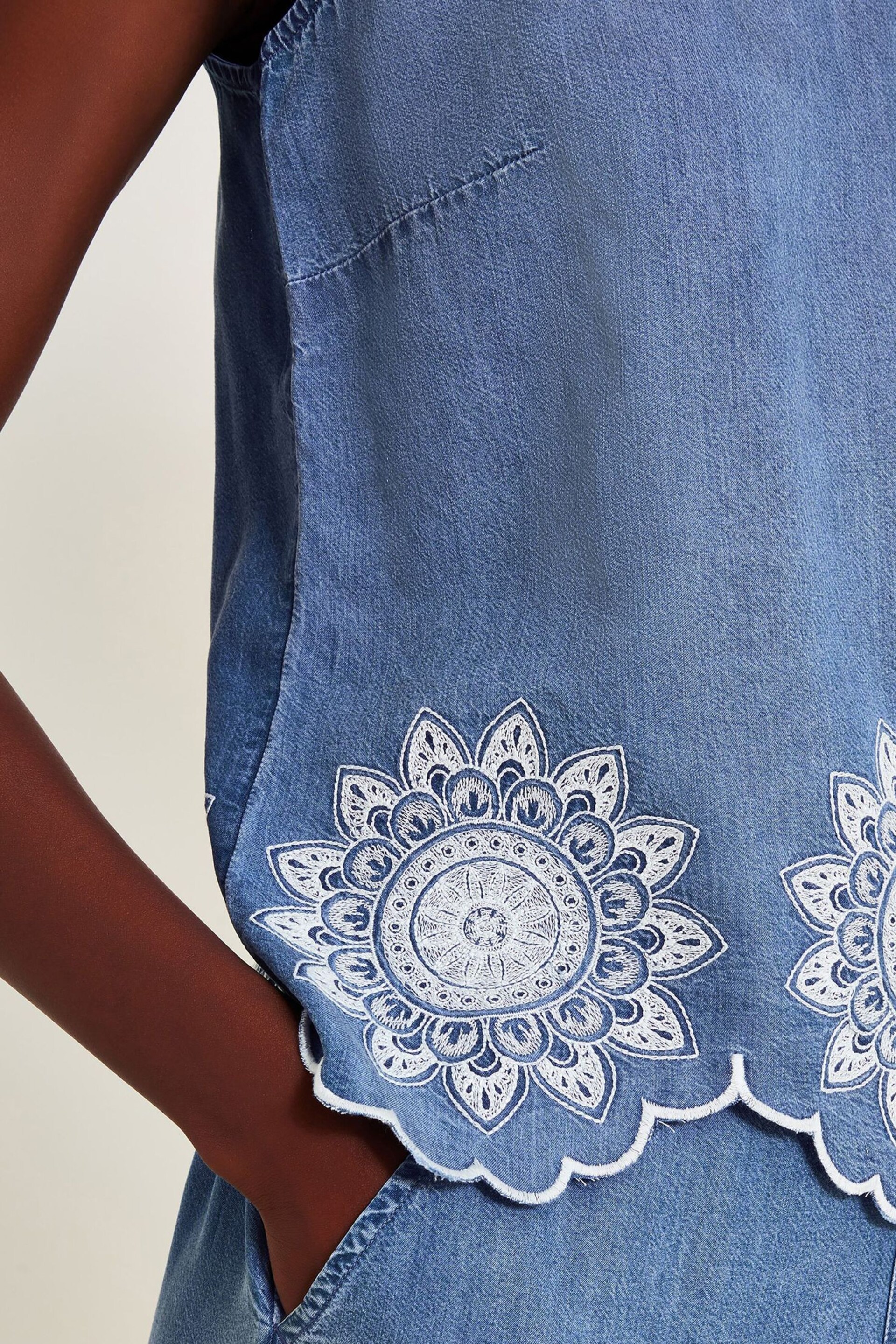 Monsoon Blue Talia Embroidered Top - Image 5 of 6